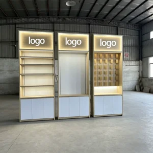 Wooden Mobile Phone Display Counter with LED Light for Retail Stores