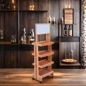 Wooden Multi Slot Shelf Display Stylish Wood Organizer Stand Perfect for Home Decor and Store Display