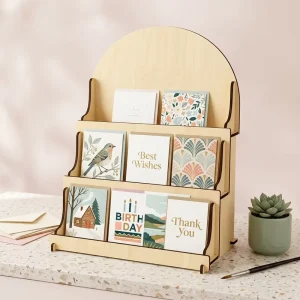 Wooden Multi-Tier Retail Display Stand with Open Shelves