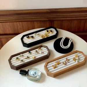 Wooden Octagonal Splicing Jewelry Display Earring Tray and Jewelry Box, Model 14