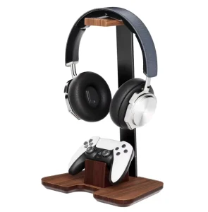 Wooden Omega-Shaped Headphone Display Stand and Headset Holder for Desk