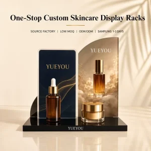 Wooden Perfume and Cosmetic Display With Central Oval Stand Table