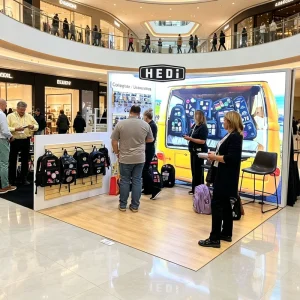 Wooden Pop-Up Store Retail Exhibition Booth Mall Kiosk Display Stand for Bags and Clothing