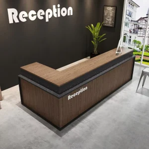 Wooden Reception Desk Counter and Coffee Table