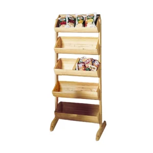 Wooden Retail Display Rack with Angled Shelves