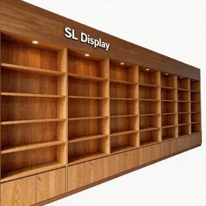 Wooden Shelving Unit for Wine Racks, Trophy Displays, Books, and Shop Display