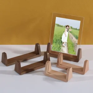 Wooden Stand Double sided Display Stand Display Rack Acrylic Solid Wood Base Menu Holder Advertising Card Holder Home Decor