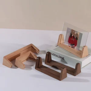 Wooden Stand Double sided Display Stand Display Rack Acrylic Solid Wood Base Menu Holder Advertising Card Holder Table Decor