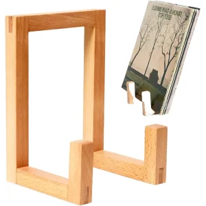 Wooden Tabletop Display Storage Rack for Books, Records, and Photo Frames