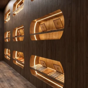 Wooden Tobacco and Cigarette Display Cabinet with Glass Shelves for Cigar Shops