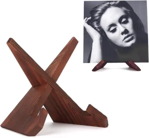 Wooden Vinyl Record Display Stand Rustic Brown