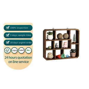 Wooden Wall-Mounted Display Stand for Collectibles, Wine Glasses, Spice Jars, Cosmetics, and Perfumes