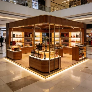 Wooden Wine Display Cabinet Display Shelves Adjustable Layers for Retail Store