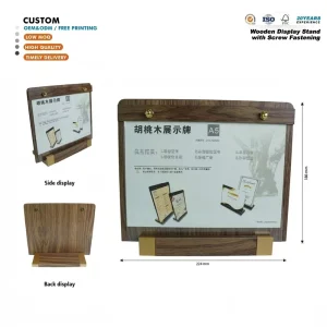 Wooden and Clear Acrylic Desktop Card Display Stand for Retail Stores