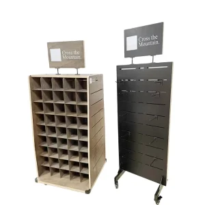 Wooden and Metal Slatwall Clothing Display Rack with Hanging Hooks