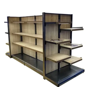 Wooden and Metal Supermarket Display Rack