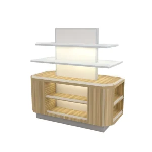 Wooden and Metal Supermarket Display Stand with Wood Base