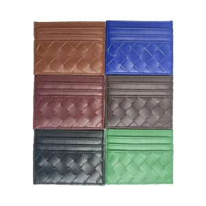 Woven PU Leather Card Wallet and Business Card Holder