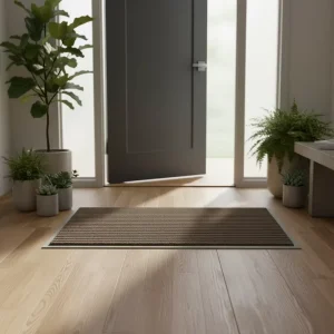 Woven Polyester Double-Stripe Anti-Slip Outdoor Floor Mat with 6mm Thick PVC-Coated Backing