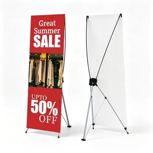 X Banner Advertising Display Stand with Custom Printable PVC Banner
