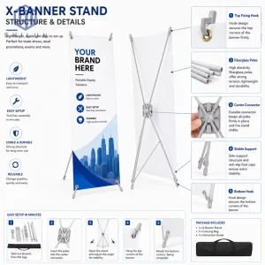 X Banner Stand Portable Advertising Display Banner Stand for Exhibition Conference Promotion