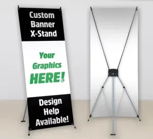 X Banner Stand with Custom Printing 80x180cm Full Color CMYK Print Free Design Service Include Stand Graphic Ships 7 Days