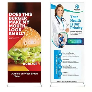X-Shaped Aluminum Frame Banner Stand Outdoor Adjustable 80 x 180 Retractable