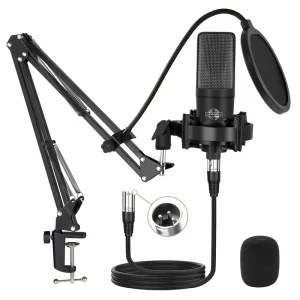 X404 16mm Condenser Noise Cancelling Metal Wired XLR Handheld Microphone for Studio Recording PC Live Streaming