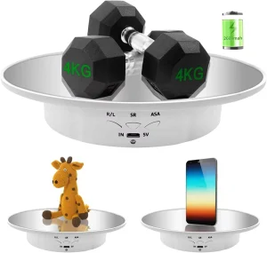 YEAH Suede Mirror Covered Photography Turntable Max Load 8kg 20cm Motorized 360 Rotating Product Display Platform