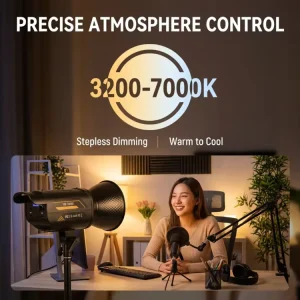 YM-300 BI COB LED Fill Light 150W Stepless Dimming for Video Lighting and Live Streaming