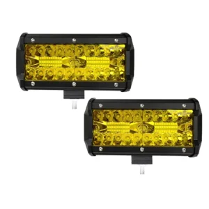 Yellow 7 Inch 120W Flood Spot Combo Single Color Long Strip Fog Working 3000K Tri Row Led Light Bar