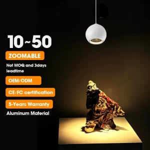 Zoomable 7W Modern COB LED Pendant Spotlight Surface Mounted Aluminum High CRI 95 Dimmable Indoor Supermarket Shop Lighting