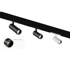 Zoomable DC48V LED Track Spotlight with 10-60 Degree Adjustable Beam Angle 1-Phase 3-Phase 2-Wire 4-Wire Dimmable 3CCT Track Lamp