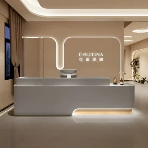 迷你书桌豪华现代接待室旅行美容院白金木制家具实木小接待台