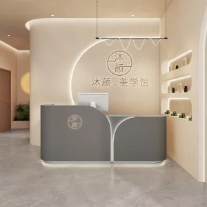 高端可定制颜色形状现代木质接待台沙龙酒店办公商用多种储物功能
