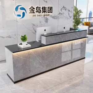 水疗商务办公室粉色酒店办公室现代前台接待柜台零售店设计医院办公桌美容院