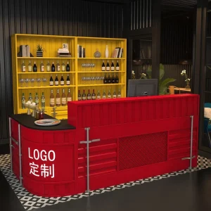 现代豪华设计可调节高度金属接待台源工厂多功能超市商业柜台