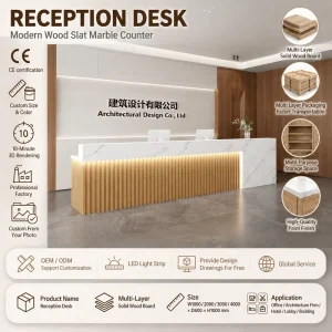 简约现代公司前台吧台式酒店大堂接待台，可定制